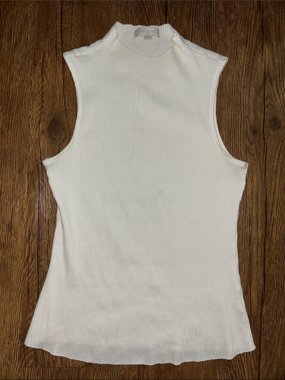 Sleeveless Ribbed Mock Neck Tank Top - White